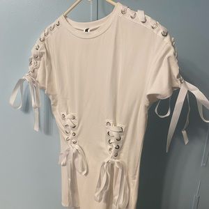 Dolls Kill White Crazy In Luv Lace Up Dress Size M